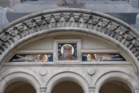 Detail on the façade, Russian Chapel, Mathildenhöhe Darmstadt, UNESCO World Heritage Site, Germany