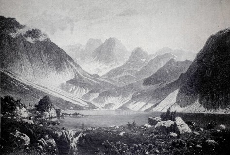 The Black Lake, a glacial lake in the Fischsee Valley in the High Tatras, 1891, Poland, authentic,
