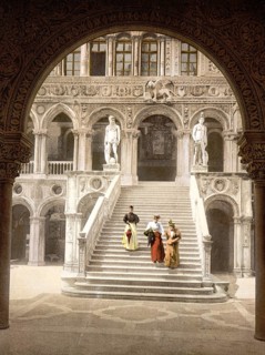 The Staircase of the Giant's, Venice, Italy, Historic, digitally restored reproduction from a 19th