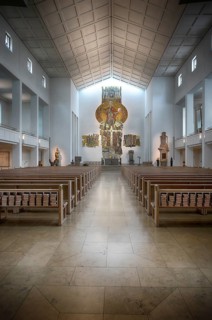 Interior view of choir, altar, Cathedral Church of St Eberhard, Eberhardskirche, Stuttgart,