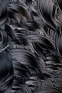 This micrograph captures the intricate patterns of salicylic acid microcrystals. The black and
