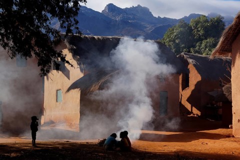 Africa, Madagascar, landscape near Tsaranoro, Bethsileo village, Tsaranoro, Madagascar