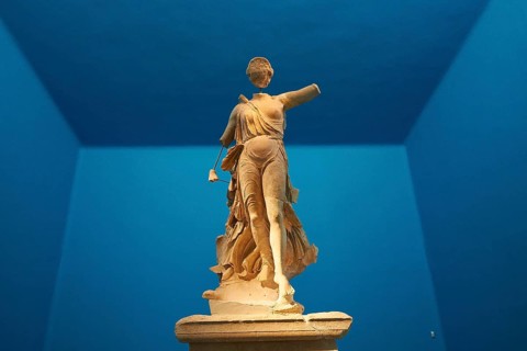 The Nike of Paionios, statue of the goddess of victory Nike from Parisian marble, marble sculpture