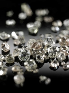 Many valuable diamonds, some rough, some cut, for further processing for the jewellery industry