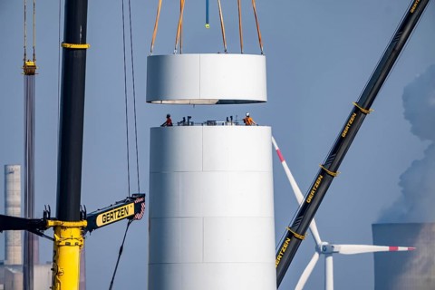 Construction site of the new Bedburg 3 wind farm, on recultivated open-cast mining site, 9 wind