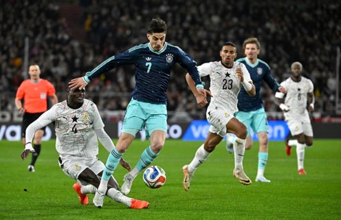 Duel, action Foul Jonas Adjetey GHA (04) against Kai Havertz GER (07) Soccer DFB International