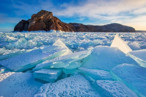 Russia, Siberia. Situated in south-east Siberia, the 3.15-million-ha Lake Baikal is the oldest (25