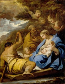 The Flight into Egypt, painting made by Luca Giordano (Italian, 1634-1705), historically, digitally