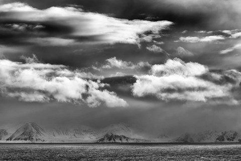 Dramatic lighting over the Norwegian European Sea, Söröya, Finnmark, Norway, March 2019
