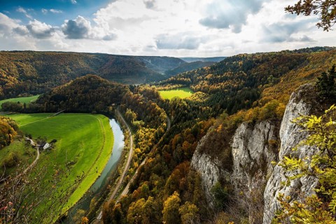 Autumnal forest, Eichfelsen viewpoint, near Irndorf, Upper Danube nature park Park, Upper Danube