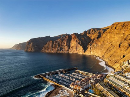 Drone view of Los Gigantes and town Puerto de Santiago, Tenerife