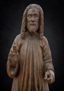 Christ on the Palm Donkey, c. 1500, detail, on dark background, Zeppelin Museum, Friedrichshafen,