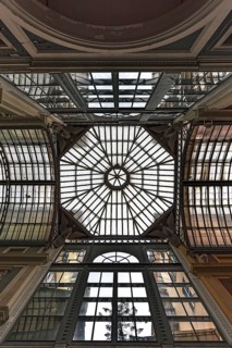 Glass roof in the Mazzini Galleries shopping centre, built in 1872, Genoa, Italy