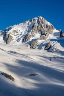 High alpine mountain landscape, summit of the Aiguille de Chardonnet and Glacier du Tour, glaciers