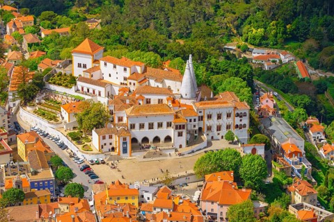 Sintra National Palace, high angle view, Sintra, Portugal