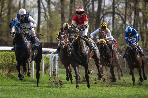 WROCLAW, POLAND - APRIL 15, 2018: Race for four years and older horses III group at Racecourse WTWK