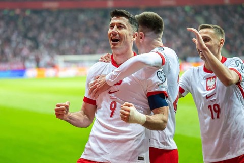 WARSAW, POLAND - MARCH 21, 2025: Qualifications for FIFA 2026. Match Poland - Lithuania 1:0. Joy