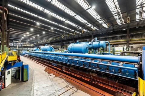 Thyssenkrupp Warmwalzwerk, Kühlstrecke der Mittelbandstraße, Hohenlimburg, Hagen, North
