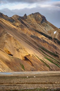 Rhyolite mountains, volcanic landscape, colourful erosion landscape with mountains,