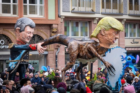 The Frankfurt Shrove Tuesday Parade is taking place across the Römerberg in Frankfurt am Main on 15