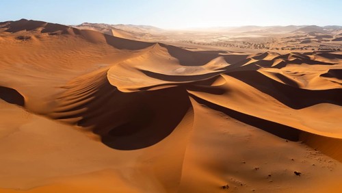 Aerial view, Dramatic sand dunes in the Namib Desert, Namib Naukluft Park, Namibia