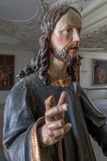 Palmesel wooden figure around 1880, Christ detail, Dominican convent Wettenhausen, Swabia, Bavaria,