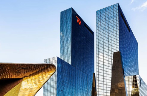 Delftse Poort skyscraper, right next to Central Station, Rotterdam, Netherlands