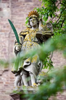 Angel before the abbey church, St. Stephanus and St. Vitus, Abbey Castle Corvey in Hoexter,
