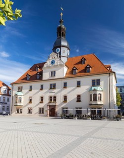 Town hall on the market square, Borna, Saxony, Germany