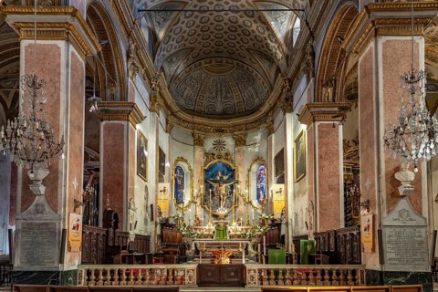 Interior of Sainte-Marie Cathedral in Bastia, Corsica, France