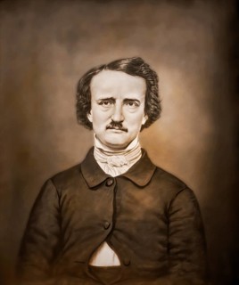 Portrait of Edgar Allan Poe, 1809 – 1849, American writer, digitally edited according to a