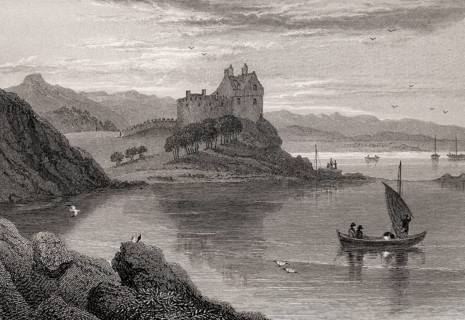 Duntrune Castle, Loch Crinan, Crinan, Argyll, 19th century, from Modern Athens by Th. H. Shepherd