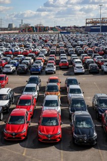 Duisburg, North Rhine-Westphalia, Germany, new cars, transhipment centre, car terminal in Duisburg