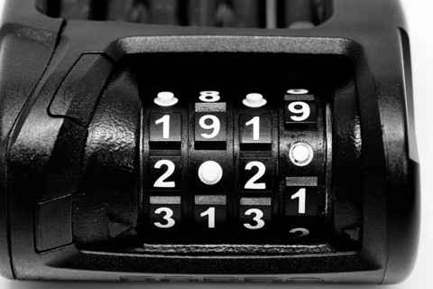 Black bicycle lock, combination lock, number, year 2020, detail