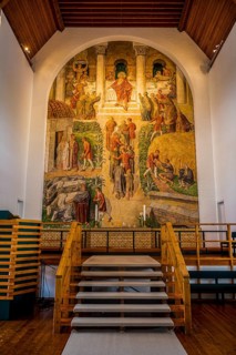Interior of Christianskirkjan (Christian's Church), modern church building, Klaksvík, Faroe