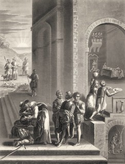 The Parable of the Prodigal Son, Return of the Prodigal Son, New Testament, steel engraving 1853,