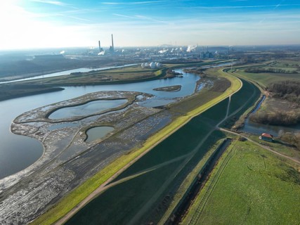 Haltern-Marl, North Rhine-Westphalia, Germany - Lippe, flood protection in the