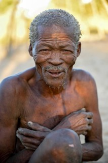 Older Bushman, portrait, ethnicity of Ju/' Hoansi-San, village //Xa/oba, near Tsumkwe, Otjozondjupa
