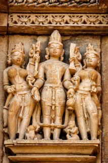Famous stone carving sculptures, Vishvanath Temple, Khajuraho, India. Unesco World Heritage Site