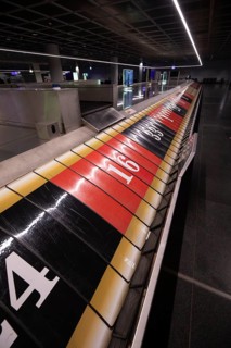12.03.2026 baggage carousel styled like casino roulette during Lufthansa strike and route closures