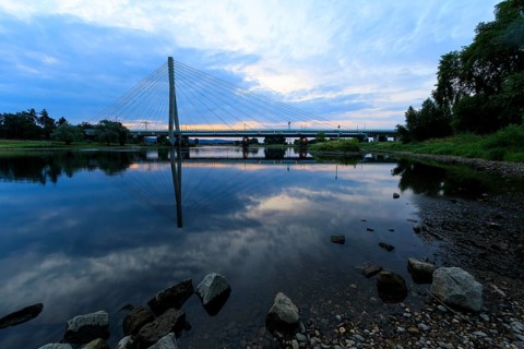 Niederwartha Bridge across the Elbe at morning light, Niederwartha, Dresden, Saxony, Germany