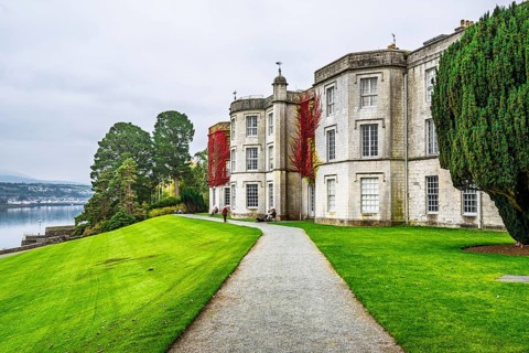 Autumn colors over Plas Newydd House and Gardens and Parkland, Llanfairpwllgwyngyll, Anglesey,