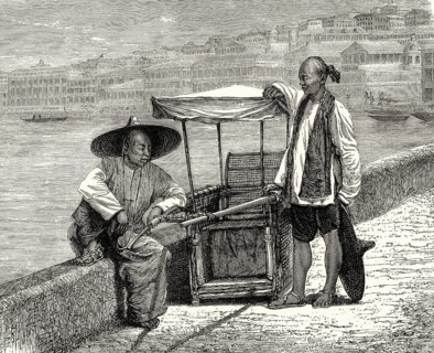 Chinese bearers with sedan chairs, 19th century