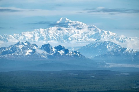 Aerial view, Mt Denali, Alaska Range, Denali National Park, Alaska, USA