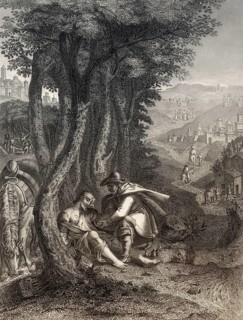 Parable of the Good Samaritan, New Testament, steel engraving 1853, digitally restored