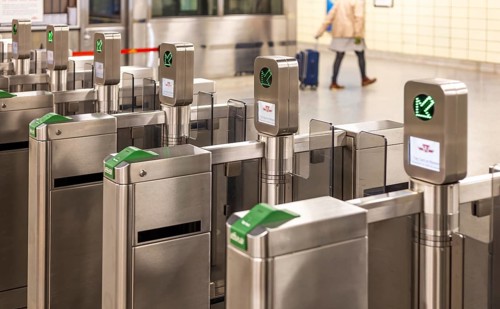 Toronto, Canada, 10 March, 2026: Toronto TTC Metrolinx Presto machines at a busy Bloor and Yonge