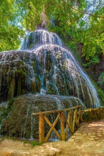 Trinidad waterfall in the Natural Park of the Monastery of Piedra, Aragon, Spain
