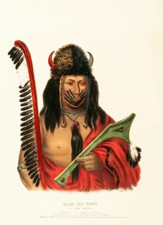 Kish-Ke-Kosh. A Fox Brave (1838), Native American, Historical Native American tribes from North