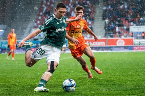 LUBIN, POLAND - DECEMBER 3, 2023: Football match Polish PKO Ekstraklasa between KGHM Zaglebie Lubin