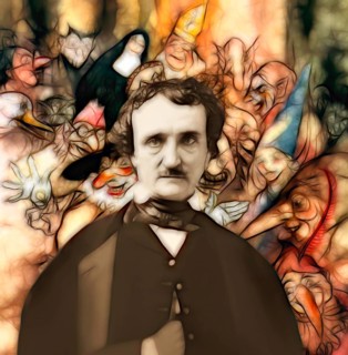 Portrait of Edgar Allan Poe, The Masque of the Red Death, illustration from Poe's Tales of Mystery